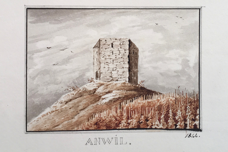 Ansicht der Burg Anwil 1844