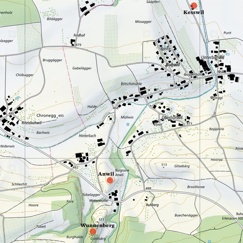 Karte Burgen Buhwil