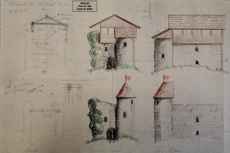 Pläne Umbau Ruine Anwil 1952