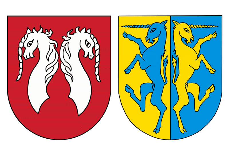 Wappen der Helmsdorf und des Gemeindewappens Buhwil